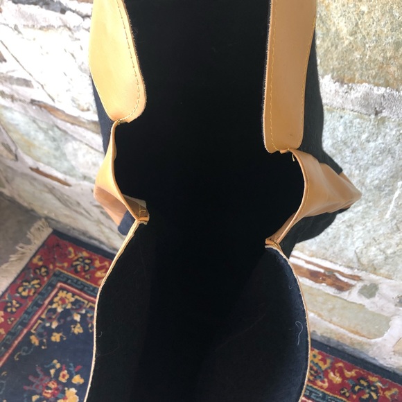 Gucci Vtg Black Felt/Brown Leather Shoppers Tote - Picture 8 of 8